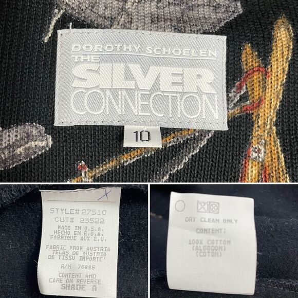 Vintage Dorothy Schoelen Black Ribbed Knit Sweater Skirt & Jacket Set Size 10 - Picture 9 of 16